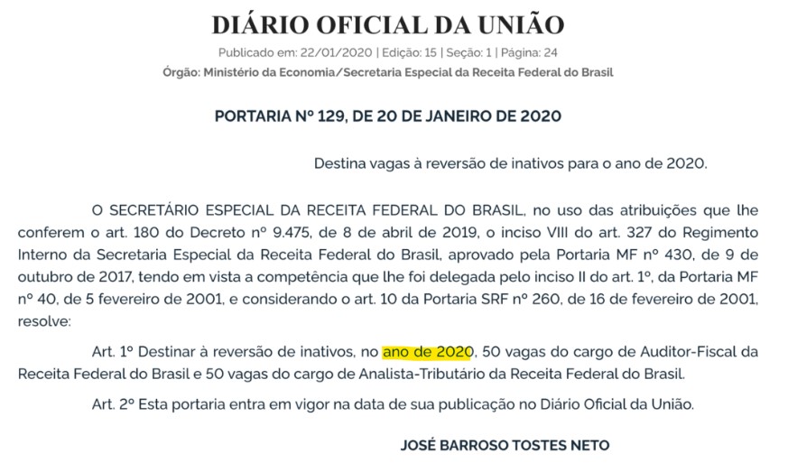 receita federal do brasil concurso 2020