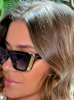 Óculos de Sol Gatinho Ponteira Dourada - Preto 