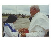 Postal Santa Dulce com Papa João Paulo II