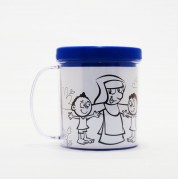 Caneca de Colorir com Kit Giz de Cera Santa Dulce