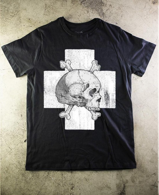 Camiseta Collection Skull 10 - Caveira Cruz Branca - Paranoid Music Store