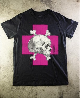 Camiseta Collection Skull 11 - Caveira Cruz Rosa - Paranoid Music Store