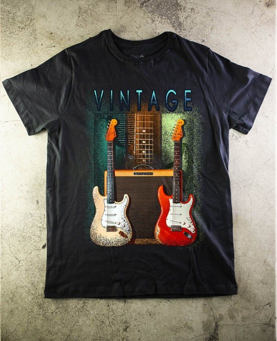 Guitar Vintage 01 T-Shirt - Paranoid Music Store
